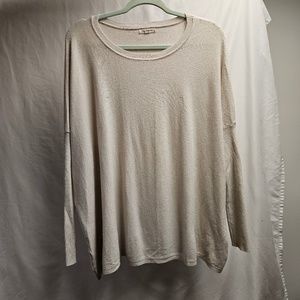 2for$20  creme long sleeve tea n rose sweater top blouse scoop neck s/m winter